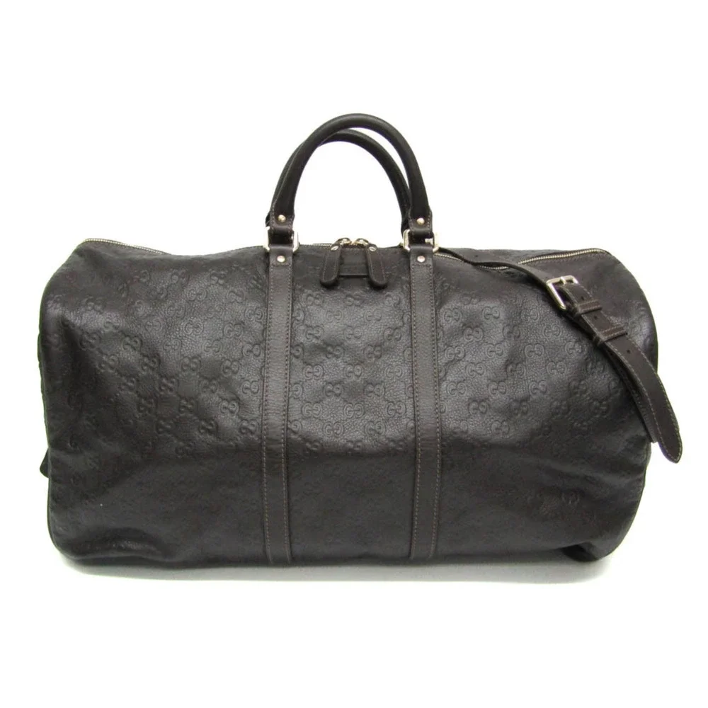GUCCI Brown Leather Boston Bag